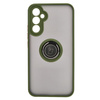 Etui z uchwytem na palec Bizon Case Hybrid Ring do Galaxy A34 5G, przydymione z zieloną ramką