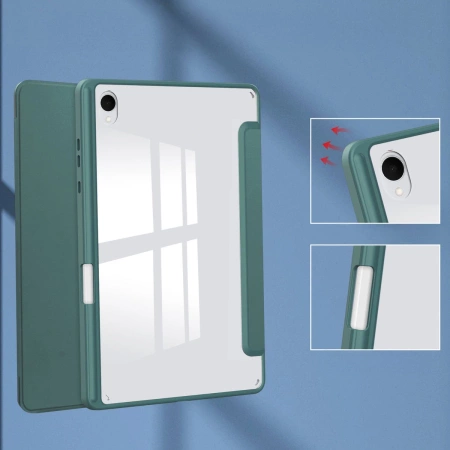 Etui z klapką Bizon Case Tab Clear Matt do Galaxy Tab S11, ciemnozielone