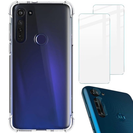 Etui + 2x szkło + obiektyw Bizon Case Clear Pack do Moto G8 Power, przezroczyste