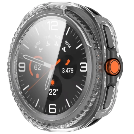 Etui ze szkłem do zegarka Bizon Case Watch Adamo do Samsung Galaxy Watch 8 Classic 46 mm, przezroczyste