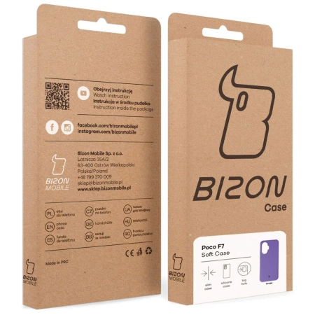 Silikonowe etui Bizon Soft Case do Xiaomi POCO F7, fioletowe