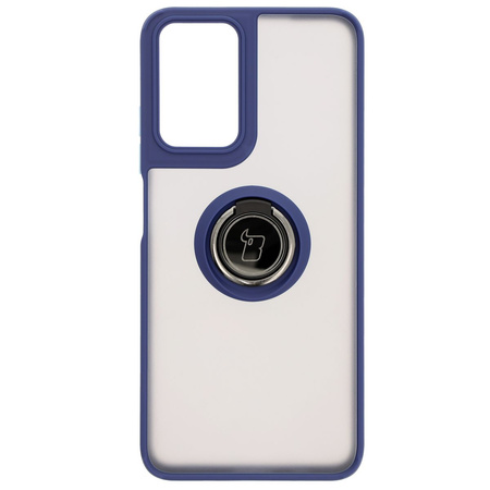 Etui z uchwytem na palec Bizon Case Hybrid Ring do Motorola Moto G35 5G, przydymione z granatową ramką