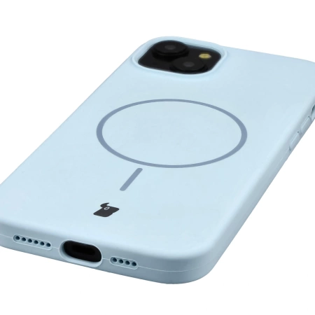 Silikonowe etui z pierścieniem magnetycznym Bizon Soft Case Magnetic do 15 Plus/14 Plus, błękitne