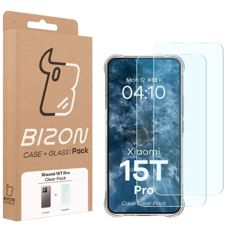 Elastyczne etui + 2x szkło hartowane Bizon Case Clear Pack do Xiaomi 15T Pro