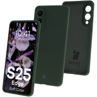 Silikonowe etui Bizon Soft Case do Galaxy S25 Edge, ciemnozielone