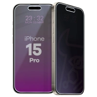 Prywatyzujące szkło hybrydowe Bizon Glass Mule Shadow do iPhone 15 Pro, matowe