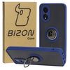 Etui z uchwytem na palec Bizon Case Hybrid Ring do Oppo A38 4G, przydymione z granatową ramką
