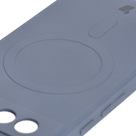 Silikonowe etui z pierścieniem magnetycznym Bizon Case Silicone Magnetic Sq do Google Pixel 8a, szare