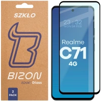 Szkło hartowane Bizon Glass Edge Duo do Realme C71 4G, czarna ramka, 2 sztuki