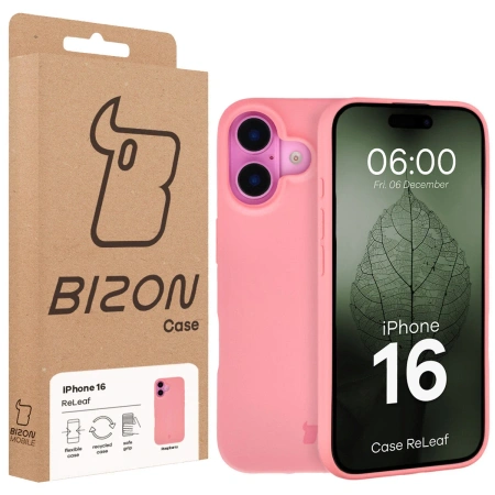Etui z recyklingu Bizon Case ReLeaf do iPhone 16, różowe
