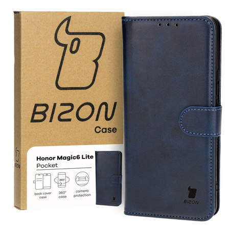 Etui z klapką Bizon Case Pocket do Honor Magic6 Lite, granatowe