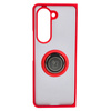 Etui z uchwytem na palec Bizon Case Hybrid Ring do Galaxy Z Fold5, przydymione z czerwoną ramką