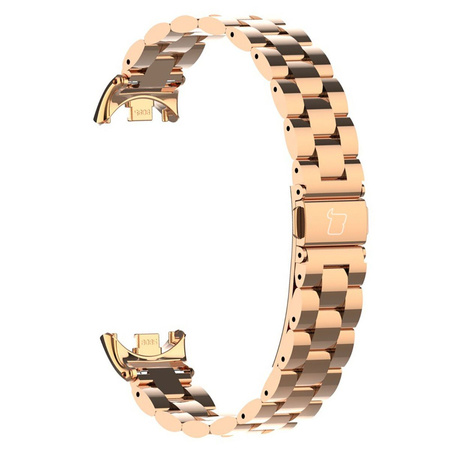 Pasek ze stali nierdzewnej Bizon Strap Watch Aura do Xiaomi Smart Band 10 / 9 / 9 NFC / 8, różowozłoty