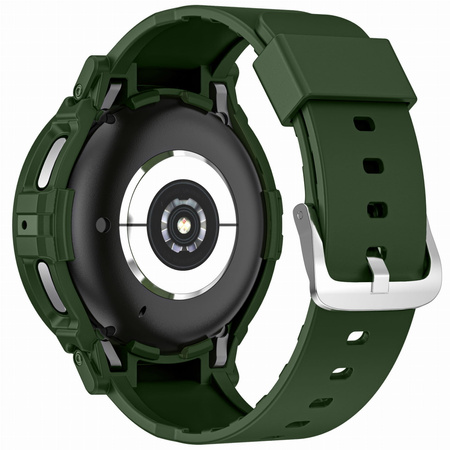 Etui z paskiem Bizon Strap + Case Watch Action Pro do Samsung Galaxy Watch 5 Pro 45 mm, ciemnozielone