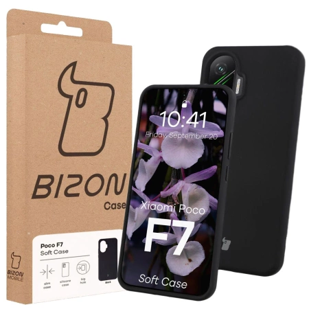 Silikonowe etui Bizon Soft Case do Xiaomi POCO F7, czarne