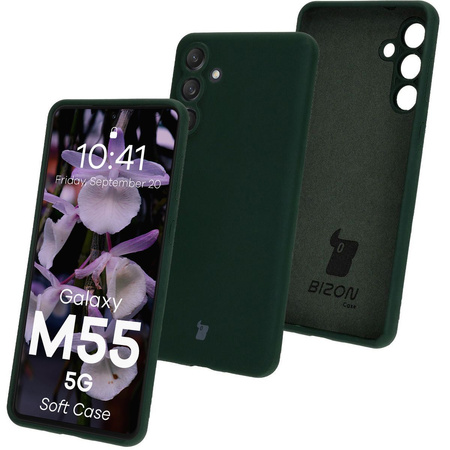 Silikonowe etui Bizon Soft Case do Galaxy M55 5G, ciemnozielone