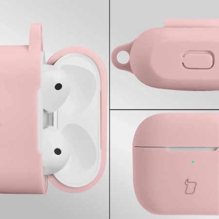 Silikonowe etui z karabińczykiem Bizon Case Headphone Silicone do AirPods 4, jasnozielone