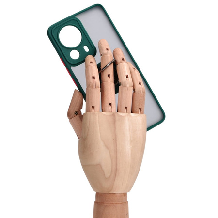 Etui z uchwytem na palec Bizon Case Hybrid Ring do Xiaomi 13 Lite, przydymione z ciemnozieloną ramką