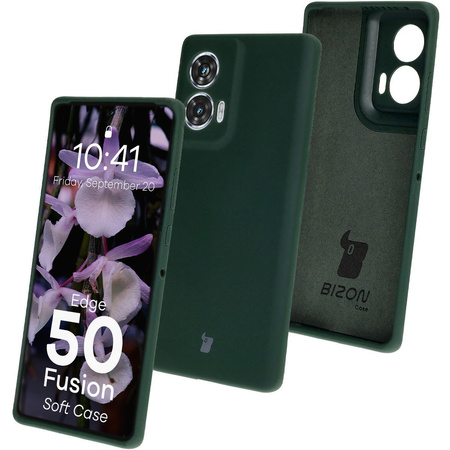 Silikonowe etui Bizon Soft Case do Motorola Edge 50 Fusion, ciemnozielone