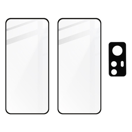 2x Szkło + szybka na aparat Bizon Edge 3D Pack do Xiaomi 12 / 12X