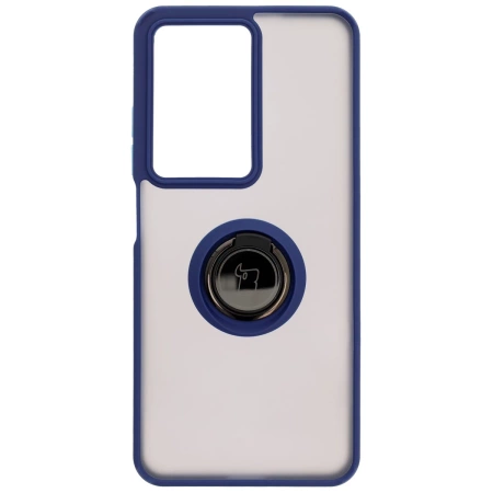 Etui z uchwytem na palec Bizon Case Hybrid Ring do Realme C75 4G / 14x 5G, przydymione z granatową ramką
