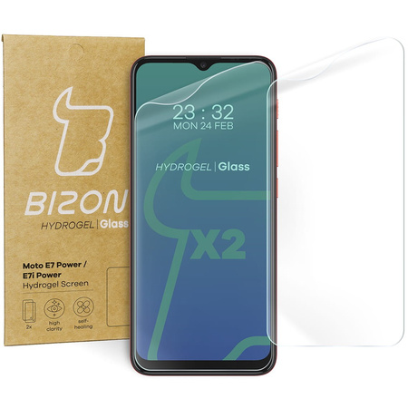 Folia hydrożelowa na ekran Bizon Glass Hydrogel,  Moto E7 Power / Moto E7i Power, 2 sztuki