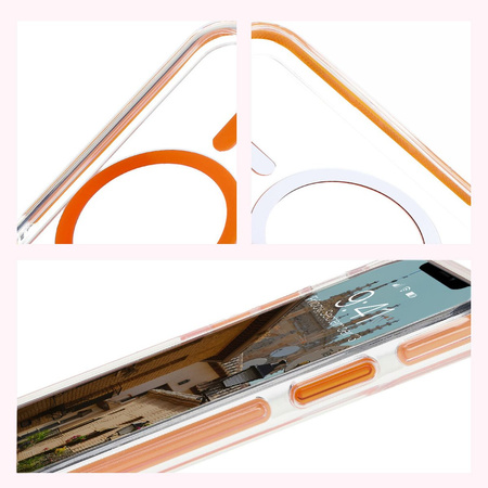 Etui z pierścieniem magnetycznym Bizon Case Marco do iPhone 11, przezroczyste z pomarańczową ramką