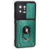Etui Bizon Case Camshield Card Slot Ring do Xiaomi 13, zielone