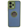 Etui z uchwytem na palec Bizon Case Hybrid Ring do Xiaomi Redmi 12, przydymione z zieloną ramką