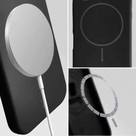 Silikonowe etui z pierścieniem magnetycznym Bizon Soft Case Magnetic do Xiaomi 17, czarne