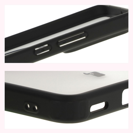 Etui z pierścieniem magnetycznym Bizon Case MatteO do Xiaomi 14T Pro, półprzezroczyste z czarną ramką