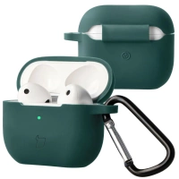 Silikonowe etui z karabińczykiem Bizon Case Headphone Silicone do AirPods 3, ciemnozielone