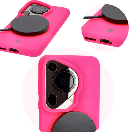 Silikonowe etui Bizon Soft Case do Huawei Pura 70, neonowo-różowe