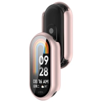 Etui ze szkłem do zegarka Bizon Case+Glass Watch do Xiaomi Smart Band 10, jasnoróżowe