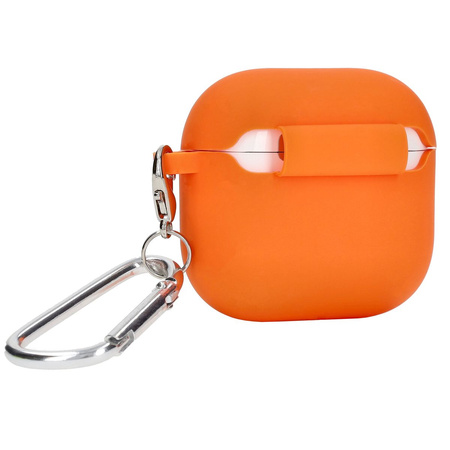 Silikonowe etui z karabińczykiem Bizon Case Headphone Silicone do AirPods 4, pomarańczowe