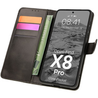 Etui z klapką Bizon Case Pocket do Oppo Find X8 Pro, czarne