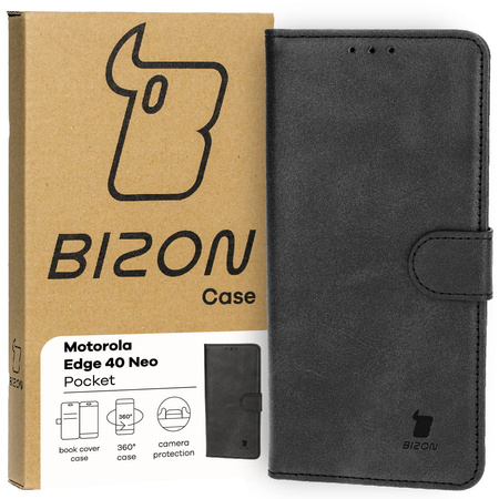 Etui z klapką Bizon Case Pocket do Motorola Edge 40 Neo, czarne