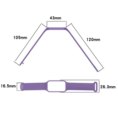 Etui z paskiem Bizon Strap + Case Watch Dots do Xiaomi Redmi Smart Band 2 / Xiaomi Mi Band 8 Active, fioletowe