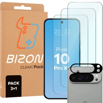 3x Szkło hartowane + szybka na aparat Bizon Glass Clear Pack do Google Pixel 10 Pro XL