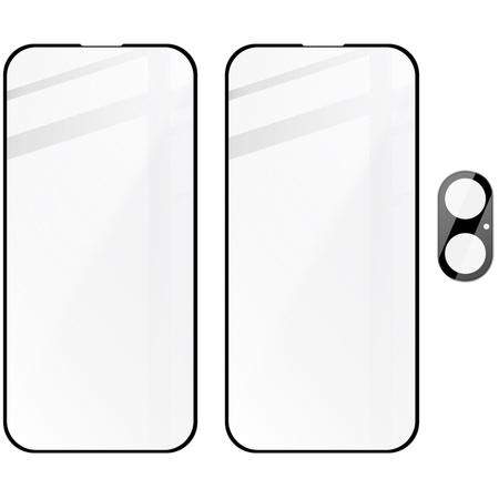2x Szkło hartowane z ramką + szybka na aparat Bizon Edge 2 Pack do iPhone 16