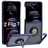 Etui z uchwytem na palec Bizon Case Hybrid Ring do Galaxy Z Flip7, przydymione z ciemnoniebieską ramką