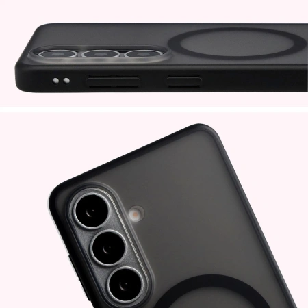 Etui z pierścieniem magnetycznym Bizon Case MatteO do Galaxy S26, przydymione-czarne