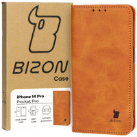 Etui z klapką Bizon Case Pocket Pro do iPhone 14 Pro, brązowe