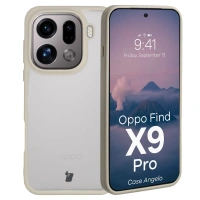 Etui Bizon Case Angelo do Oppo Find X9 Pro, półprzezroczyste z beżową ramką