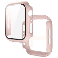 Etui ze szkłem do zegarka Bizon Case Watch Adamo do Apple Watch SE 3 / SE 2 / SE / 6 / 5 / 4 (44 mm), matowe różowe