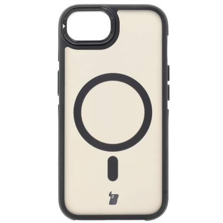 Etui z podstawką i pierścieniem magnetycznym Bizon Case Eclipse do iPhone 16e, przydymione z czarną ramką