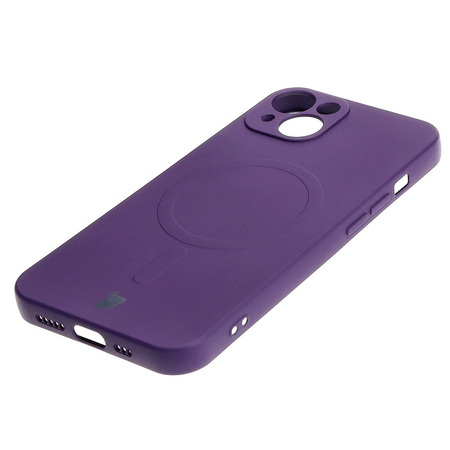 Etui silikonowe z pierścieniem magnetycznym Bizon Case Silicone Magnetic do iPhone 13, śliwkowe