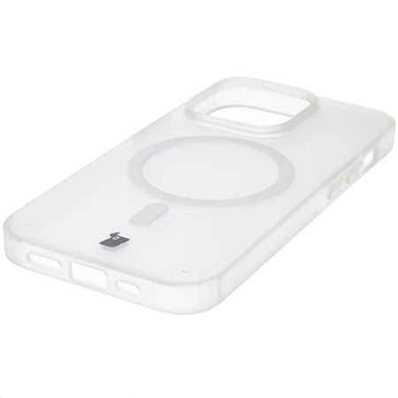 Etui z pierścieniem magnetycznym Bizon Case MatteO do iPhone 14 Pro, półprzezroczyste z przezroczystą ramką