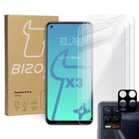 Szkło hartowane Bizon Glass Clear - 3 szt. + obiektyw, Realme 8 Pro