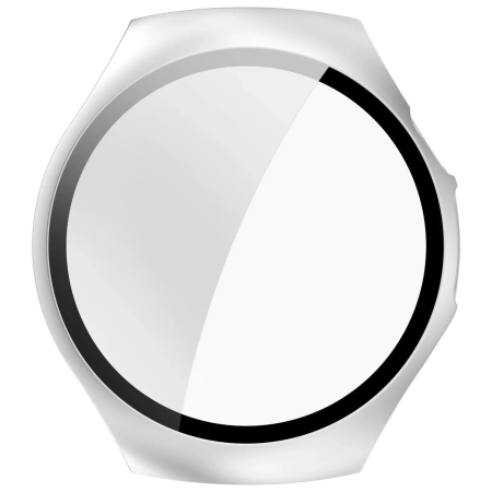 Etui ze szkłem do zegarka Bizon Case Watch Adamo do Huawei Watch 5 46 mm, satynowe srebrne